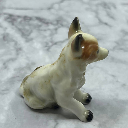 Vintage MCM Hand Painted Husky Dog Bone China Figurine 2.5” SE1