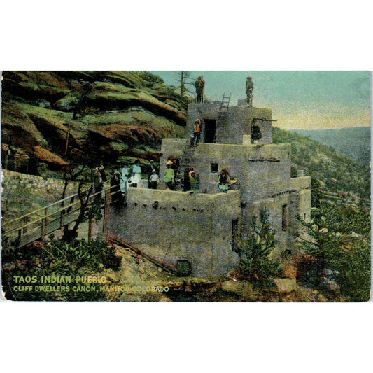 Taos Indians Cliff Dwellers Pueblo 1914 Colorado Original Postcard P1-11