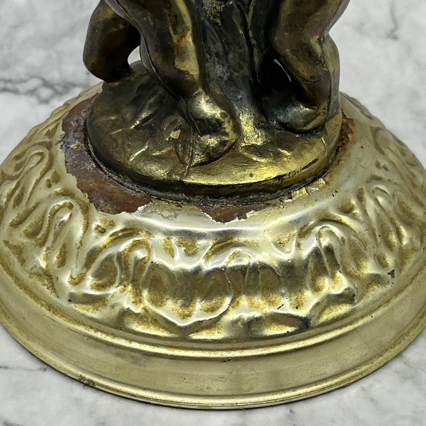 Vintage Brass Cherub Crystal Pedestal Compote w/ Lid Hollywood Regency 12x7 TB4