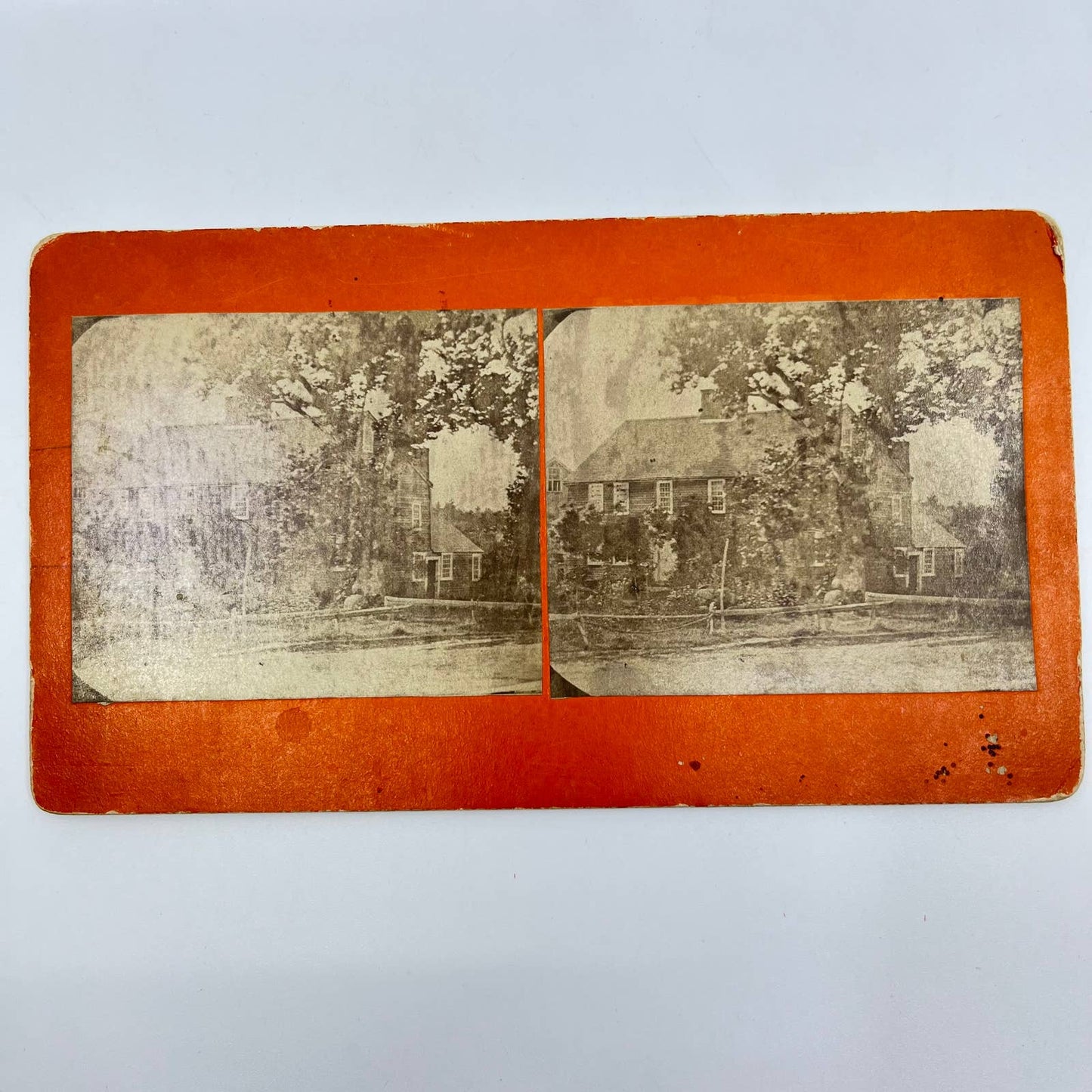 1880s Stereoview Card Old Niles Mansion Abington Mass w/ Notes on Back AB2