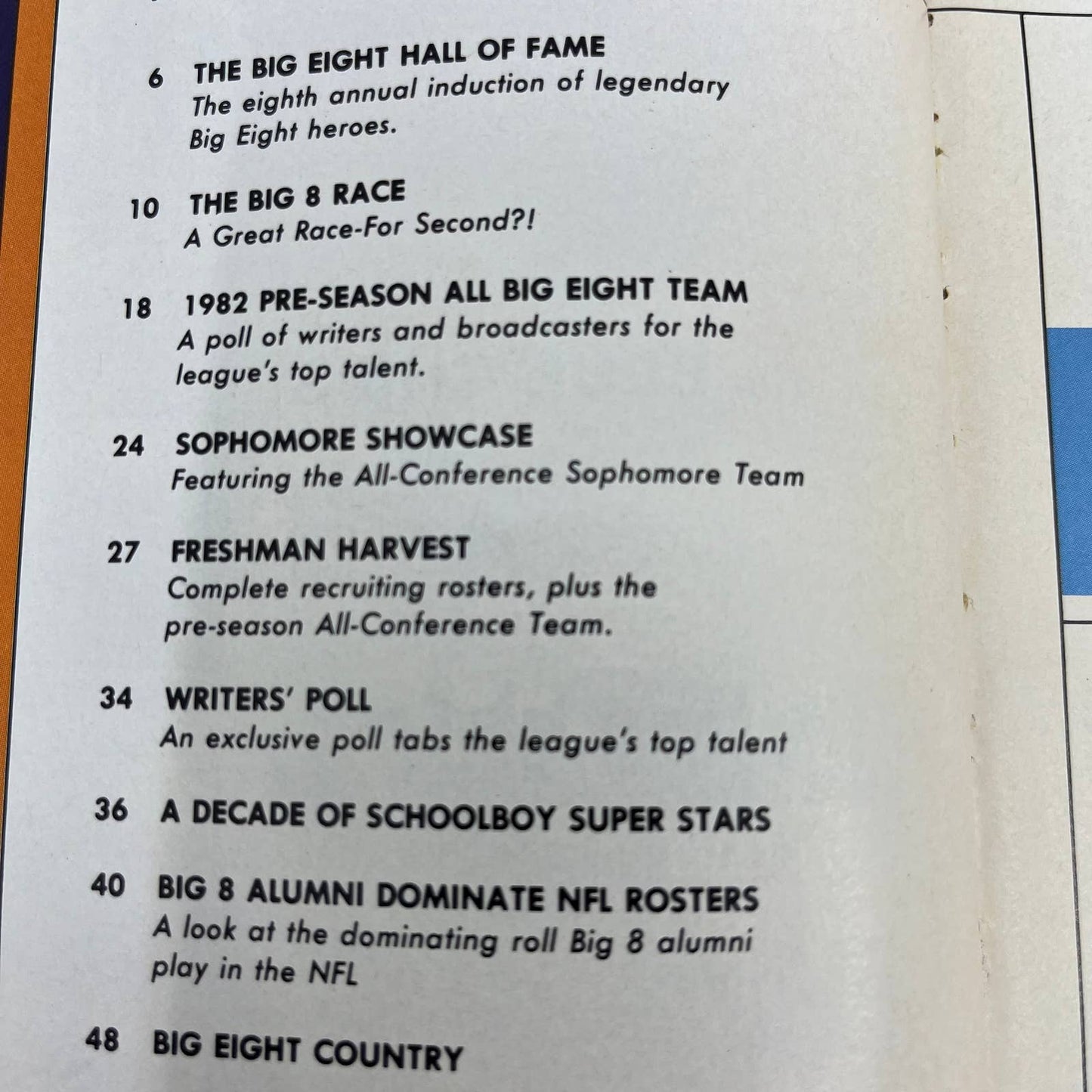 1982 Big Eight Football Special Magazine Mike Rozier Nebraska Cornhuskers TH6