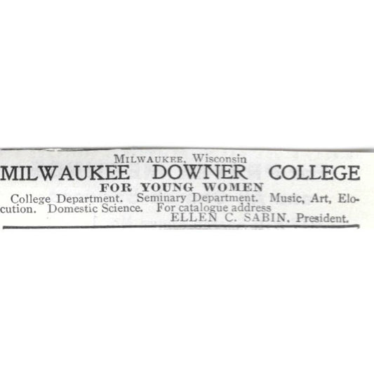 Milwaukee Downer College for Women Ellen C. Sabin WI - 1903 Original Ad TJ8-7-4