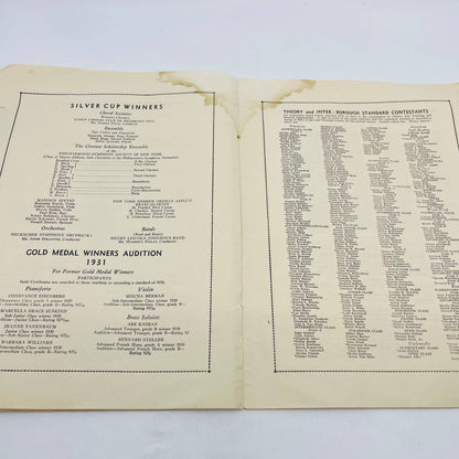 1931 New York Music Week Assn Presentation of Awards Carnegie Hall Program TD6