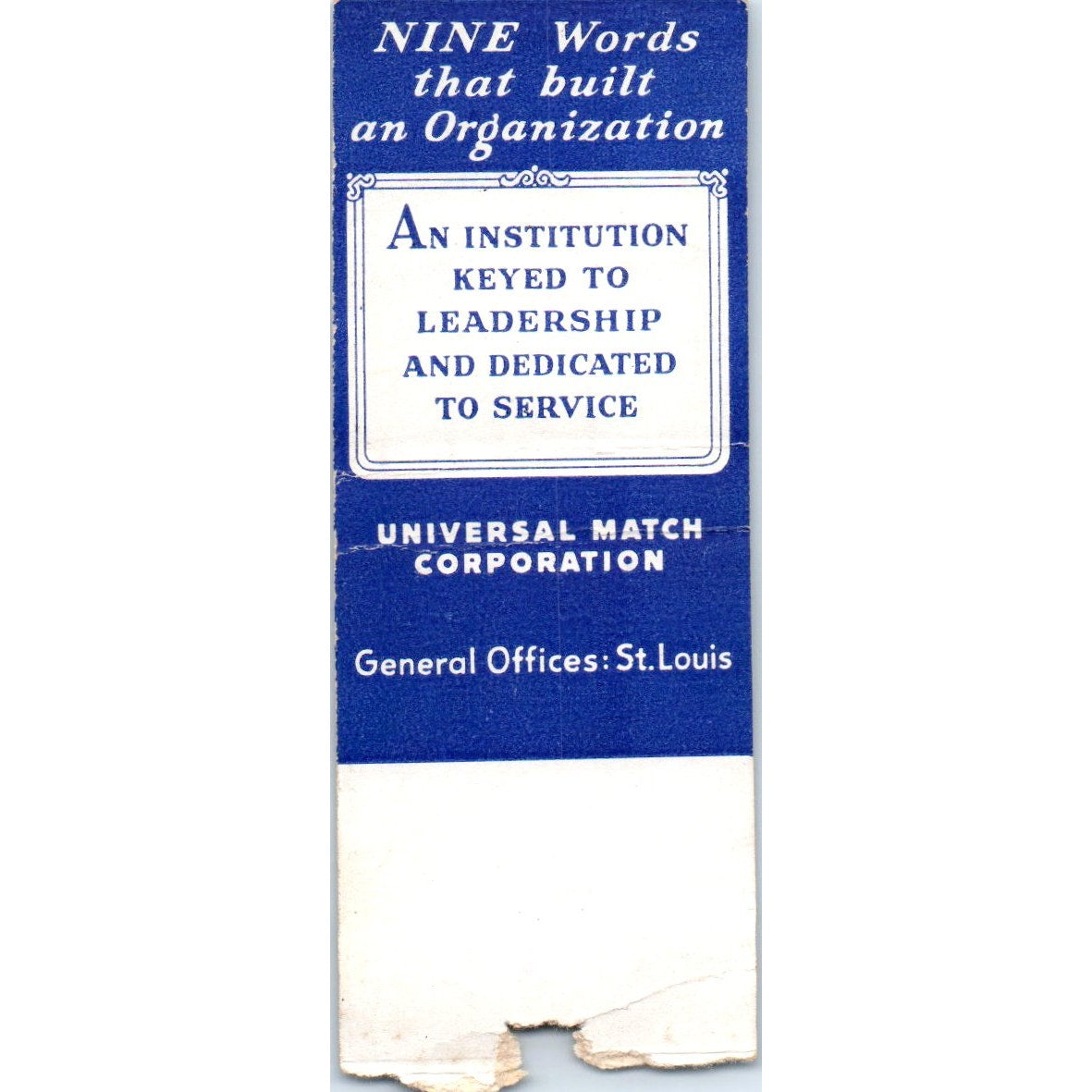 Universal Match Corp Carl Jacobson Kansas City MO Advertising Matchbook MM9-5