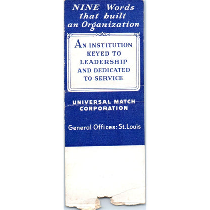 Universal Match Corp Carl Jacobson Kansas City MO Advertising Matchbook MM9-5