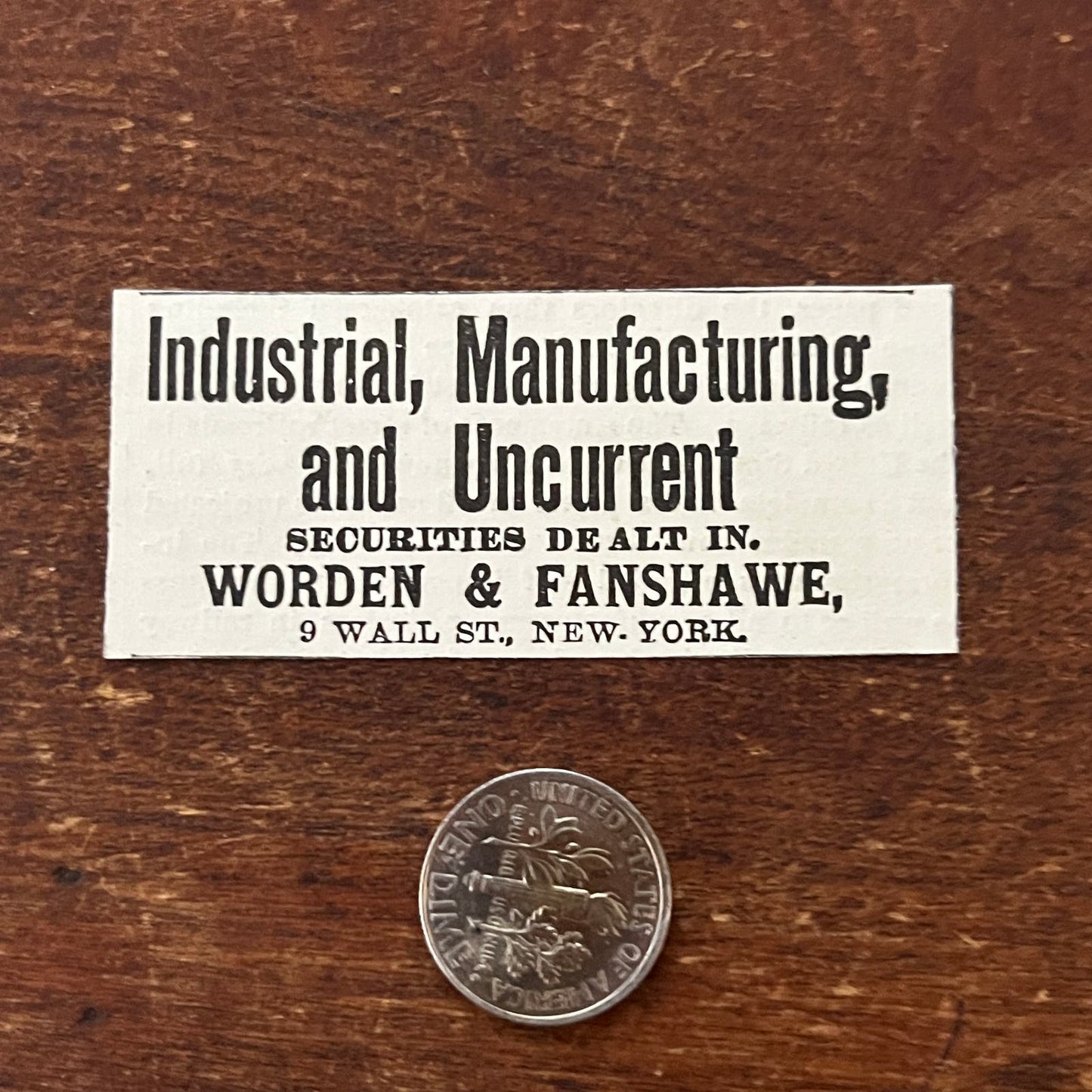Industrial Securities Worden & Fanshawe Wall St. Original Advertisement AD8-P28