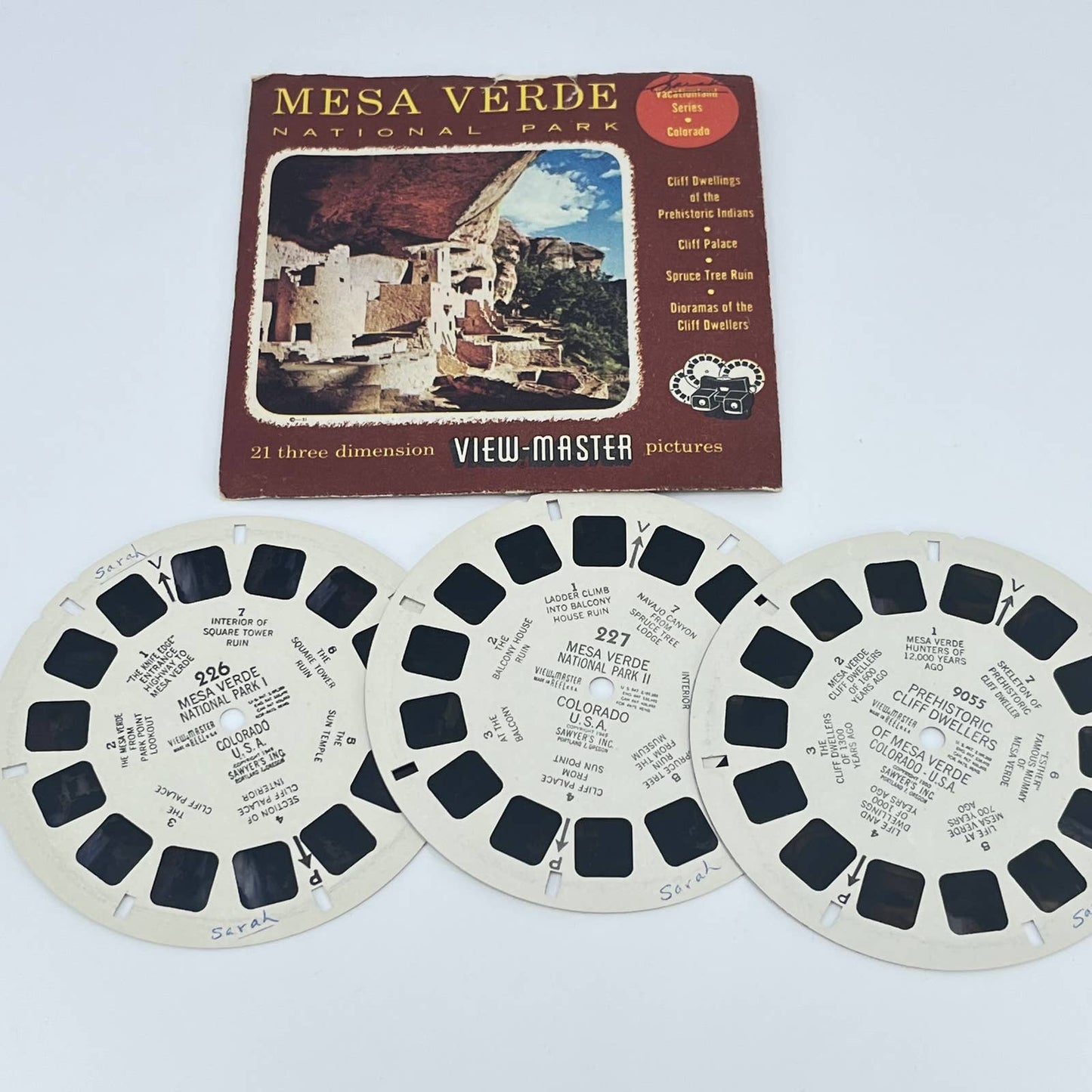 Vintage 1949 View Master Mesa Verde National Park reels 226, 227 and 9055 SD2