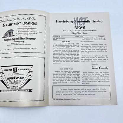 1959 Harrisburg Community Theatre Playbill Inherit the Wind AB3