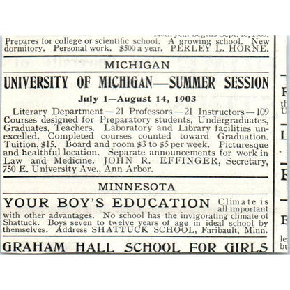 The University of Chicago Home Study Correspondence Course - 1903 Ad TJ7-L