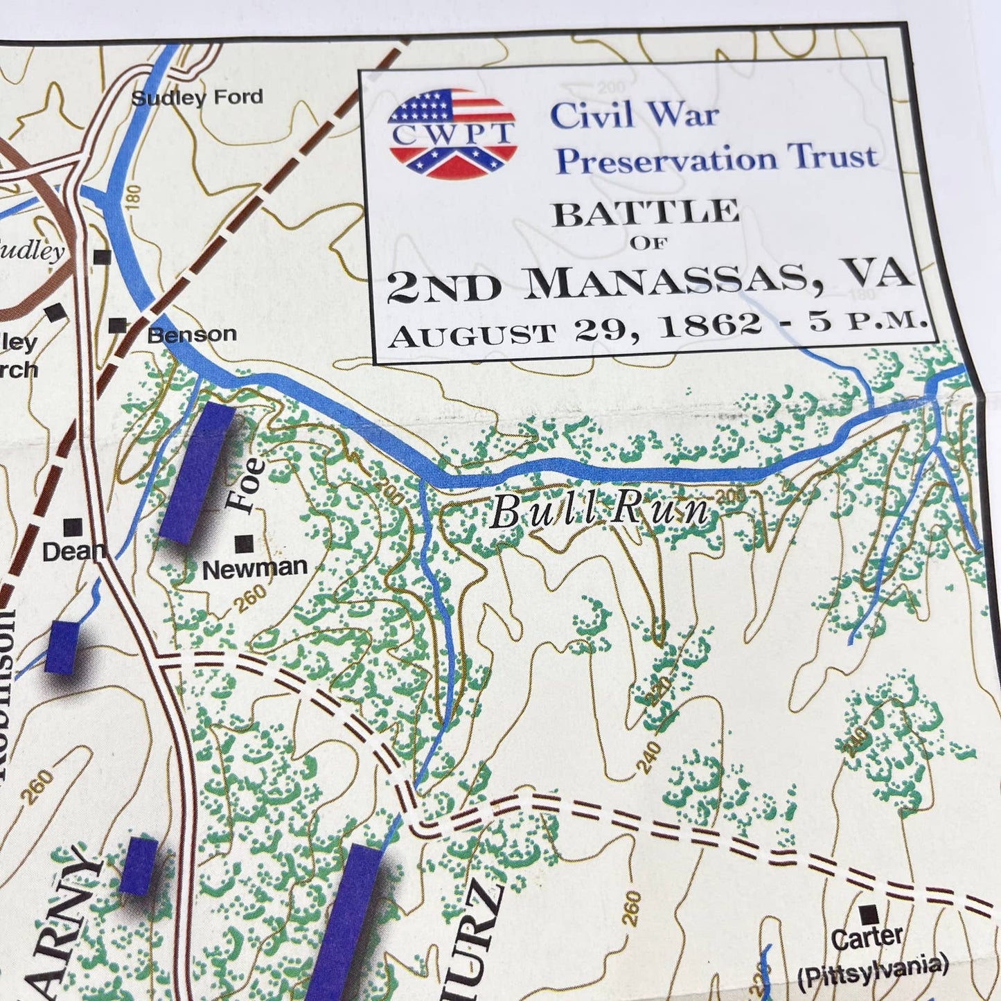 Vintage Civil War Preservation Trust Battle of 2nd Manassas VA Map D7