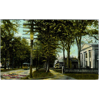 1916 Postcard West Main Street Cor. Pleasant - Norwalk OH TD8-O2