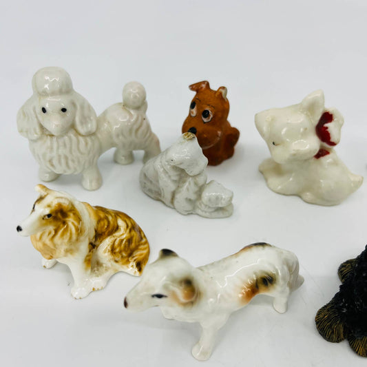 HUGE Lot of 11 Mini Dog Figurines Porcelain Ceramic 1 - 3” TC5