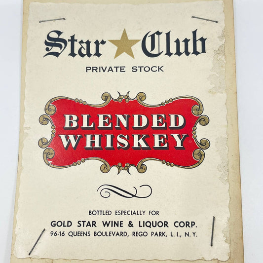 Star Club Whiskey Label Gold Star Wine and Liquor Corp. Rego Park Long Island NY
