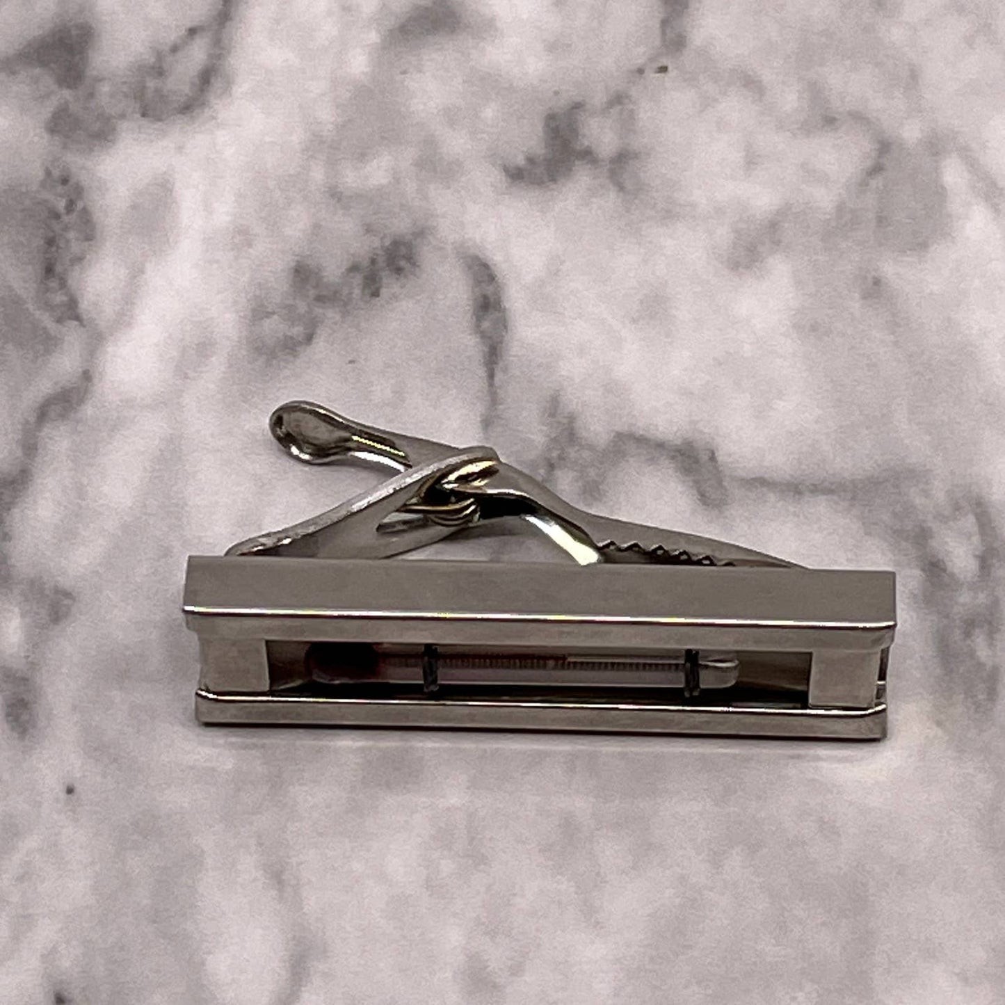 Vintage Silver Tone Novelty Tie Clip Bar Clasp SA2