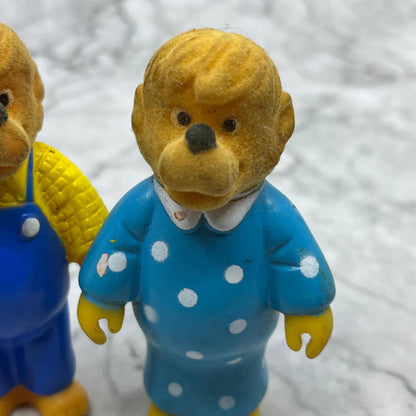 Vintage 1986 Vinyl Body Flocked Heads Berenstain Bears Papa Mama 3.5" Lot 2 TJ3