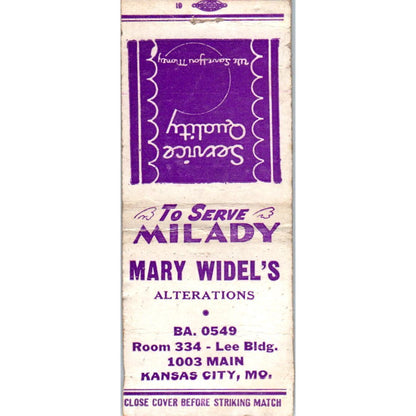 Mary Widel's Alterations Kansas City MO Advertising Matchbook Cover SA9-M5