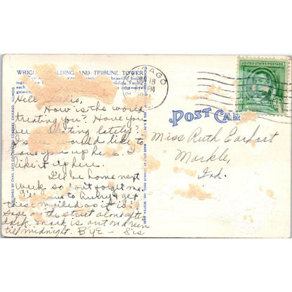 Vintage Postcard Wrigley Building and Tribune Tower Chicago EA3