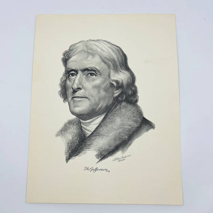 Vintage Thomas Jefferson Sketch Print  Wilbur Gonterman St. Louis 10 x 13” FL1