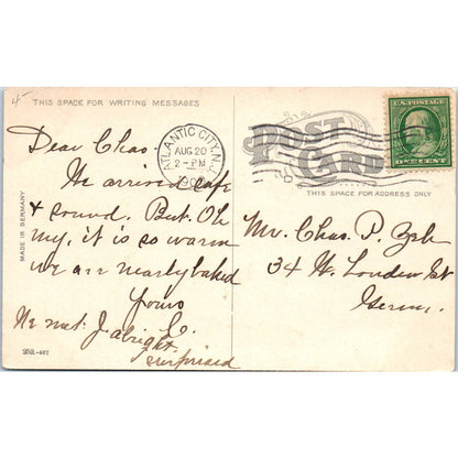 Sand Artist On the Beach 1911 Atlantic City NJ Original Postcard TK1-25