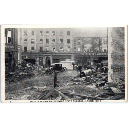 Antique Postcard Broadway and 4th Showing State theatre Lorain OH TD8-O2