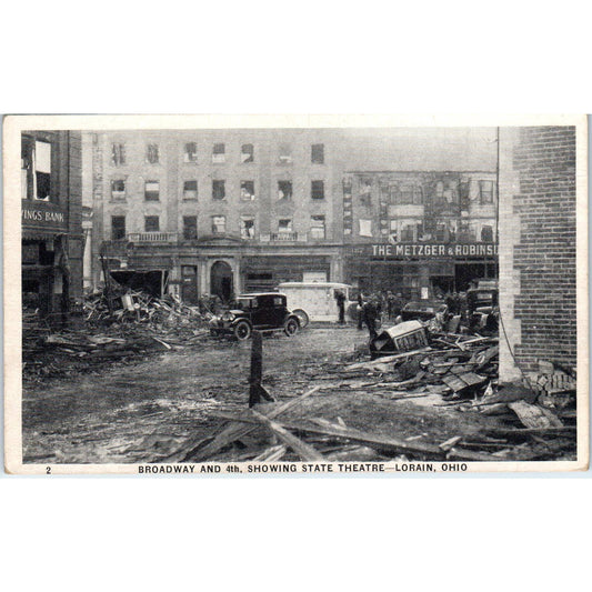 Antique Postcard Broadway and 4th Showing State theatre Lorain OH TD8-O2