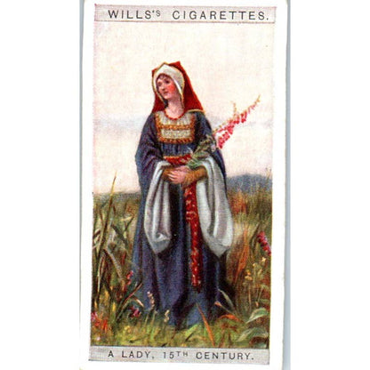 1929 Wills's Cigarette Card English Period Costumes #11 A Lady 15th Century SE5