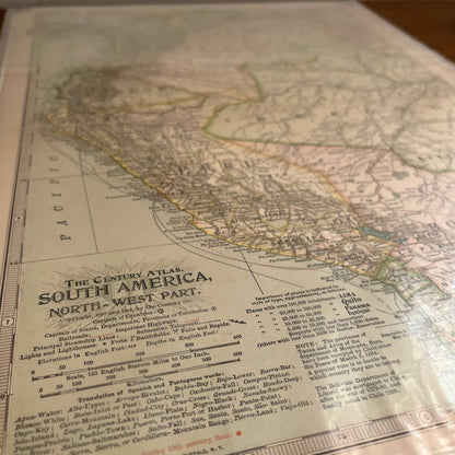 1902 Century Atlas Map of SOUTH AMERICA SET OF 3 Color Engraved 12x16 FL5