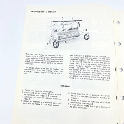 Original 1986 New Idea Operator's Manual US-224 866 Forage Harvest Pickup TB9