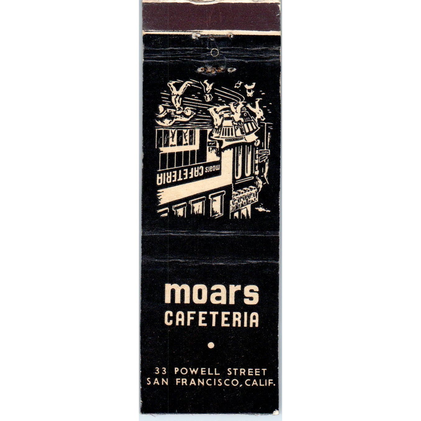 Moars Cafeteria San Francisco California Advertising Matchbook Cover SA9-M10