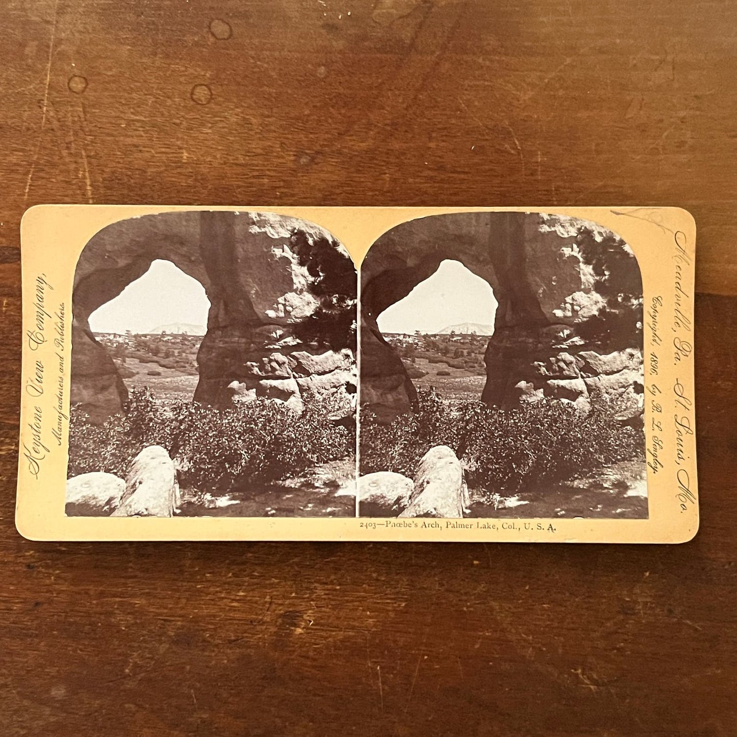 Phoebe's Arch Palmer Lake Colorado Antique Stereoview Card TJ9-V2