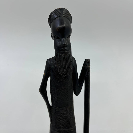 Vintage Tribal Hand Carved African Man Statuette Figure Made in Kenya 15" TI2