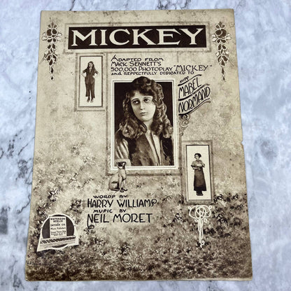 Mickey Sheet Music Piano Mabel Normand 1918 Williams Moret TI1