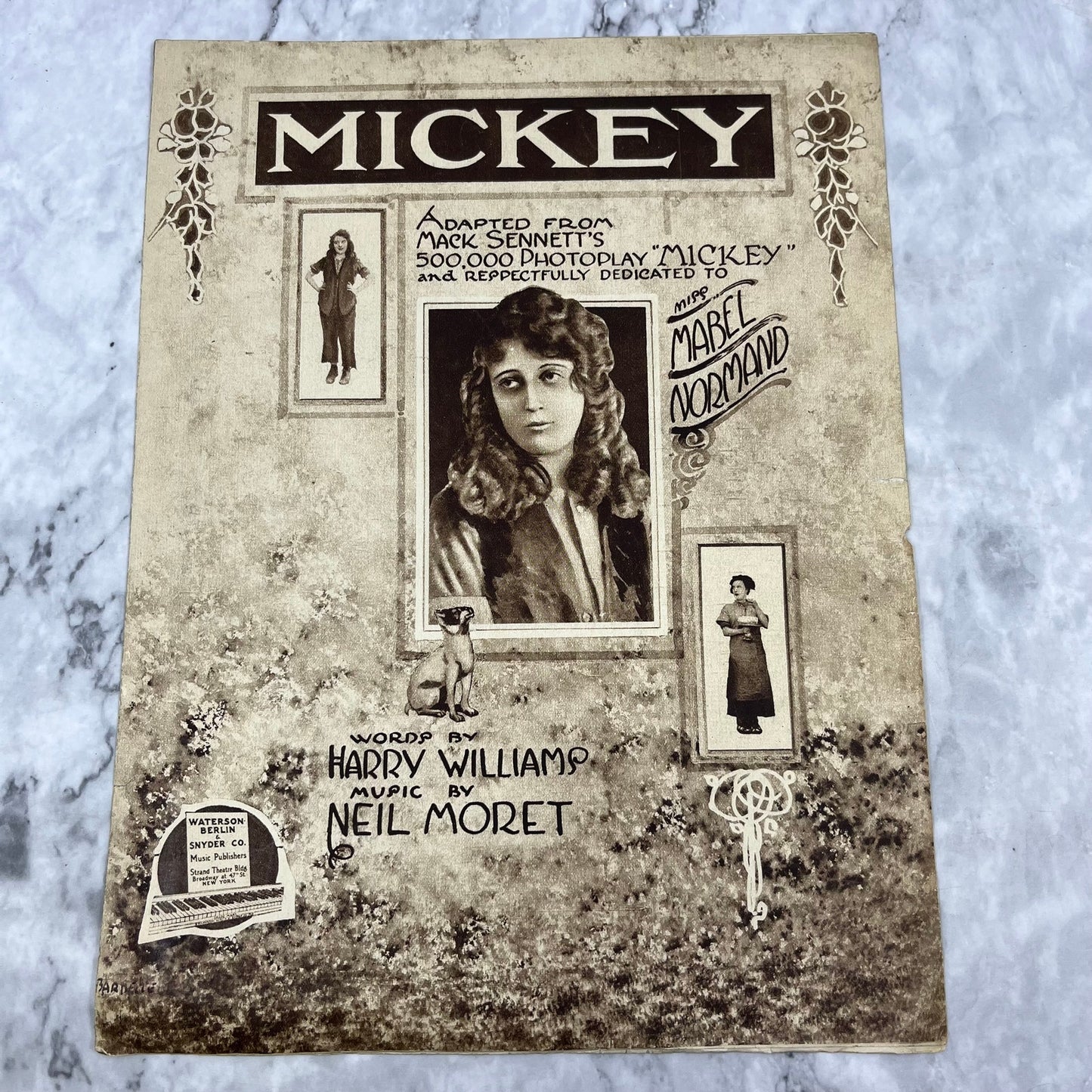 Mickey Sheet Music Piano Mabel Normand 1918 Williams Moret V39-3