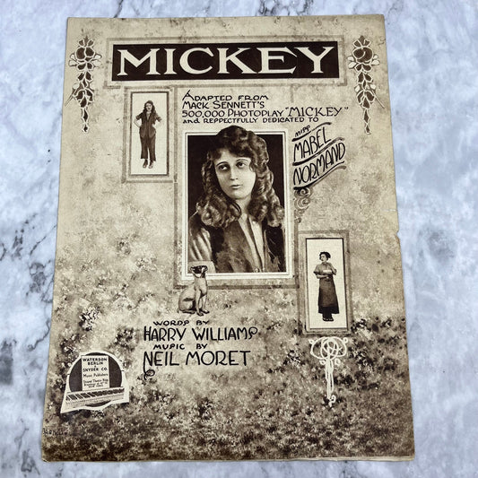 Mickey Sheet Music Piano Mabel Normand 1918 Williams Moret V39-3