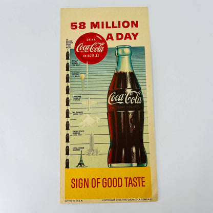 1957 Coca-Cola Coke Advertising Ink Blotter Lithograph 58 Million a Day C4