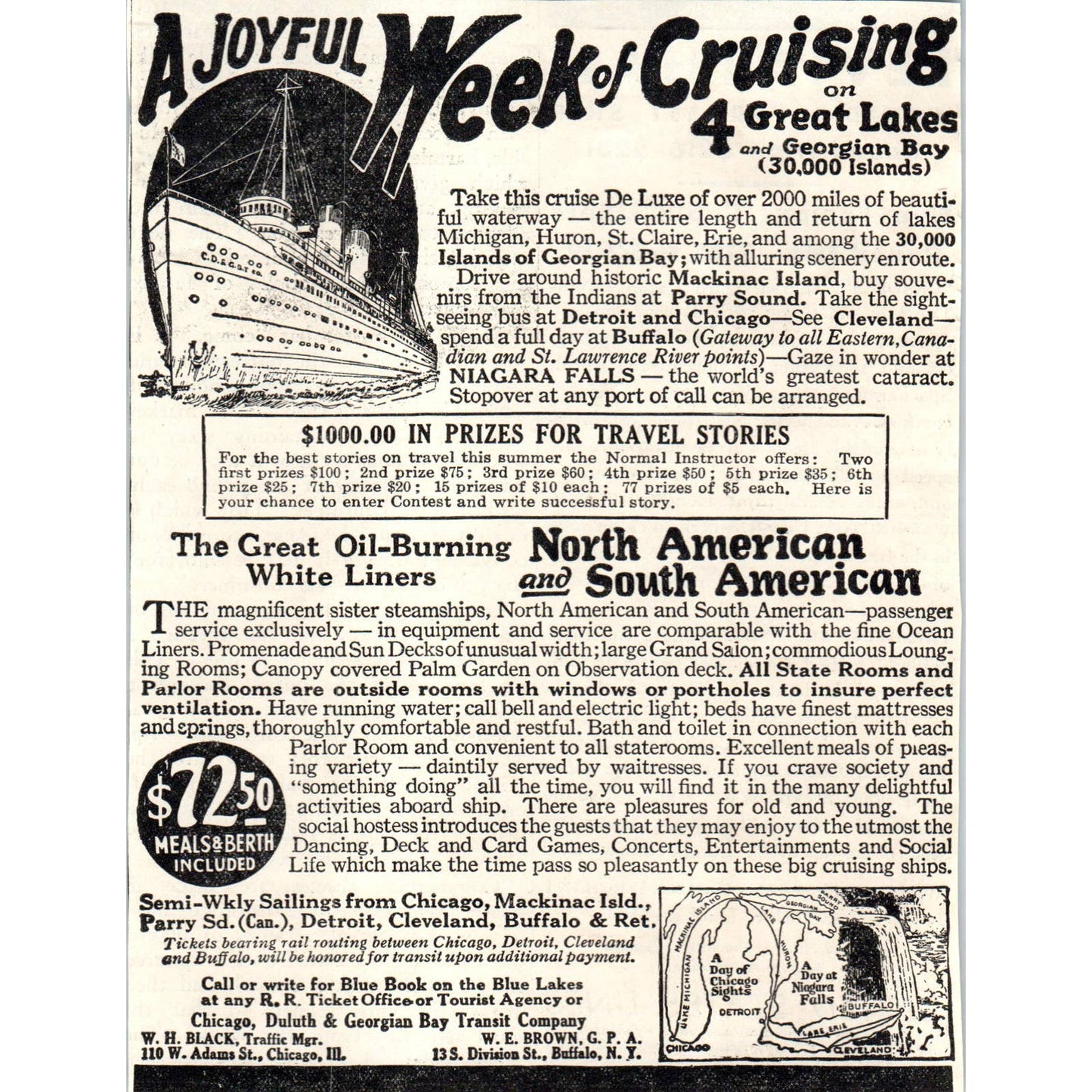 1931 Great Oil-Burning White Liners North & South American Cruises Ad ~5x6 FL5-1