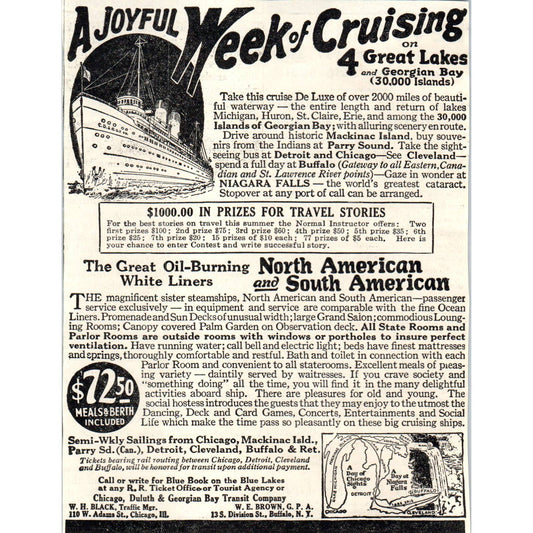 1931 Great Oil-Burning White Liners North & South American Cruises Ad ~5x6 FL5-1