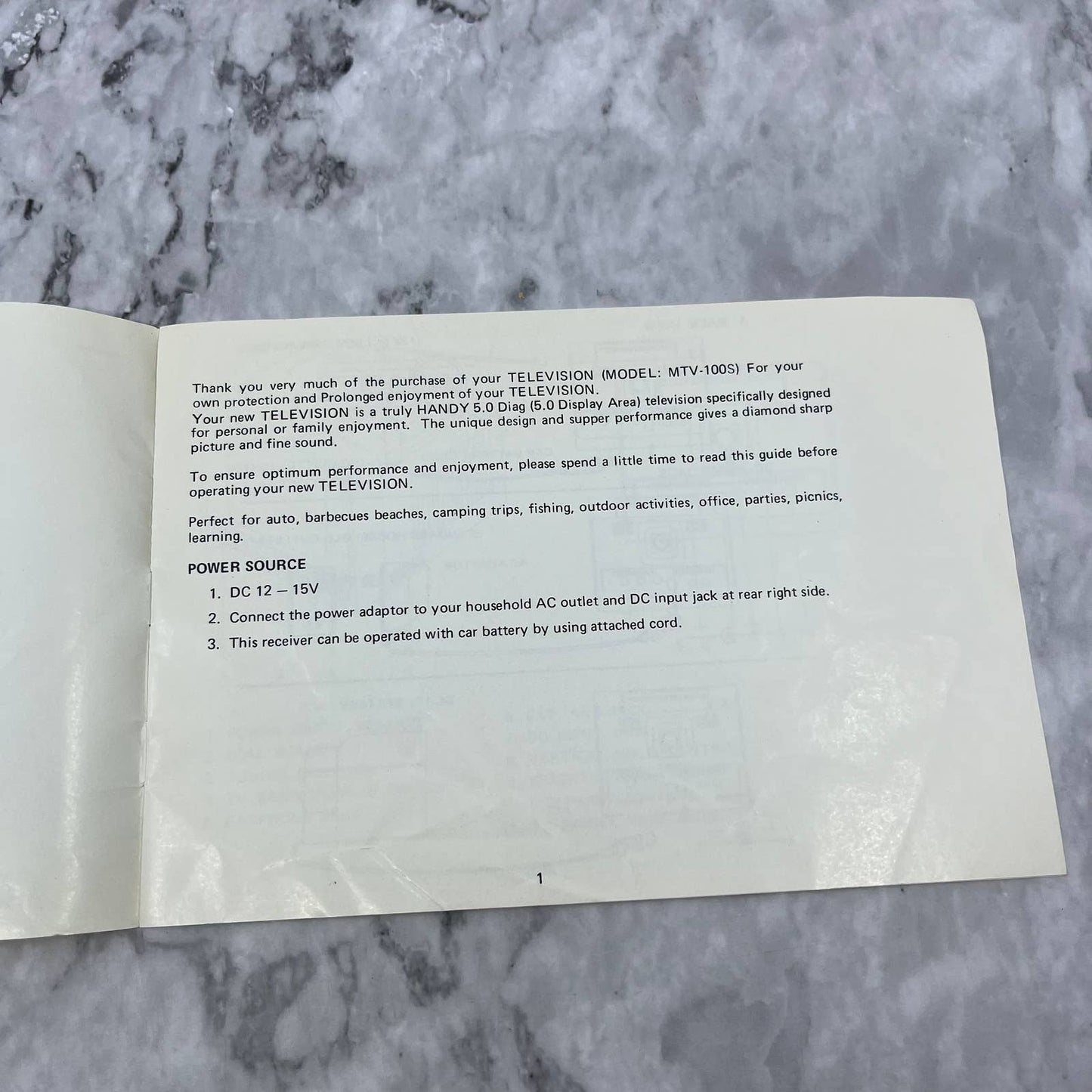 Original Currents 5" Cube TV Manual Model MTV-100s TJ4