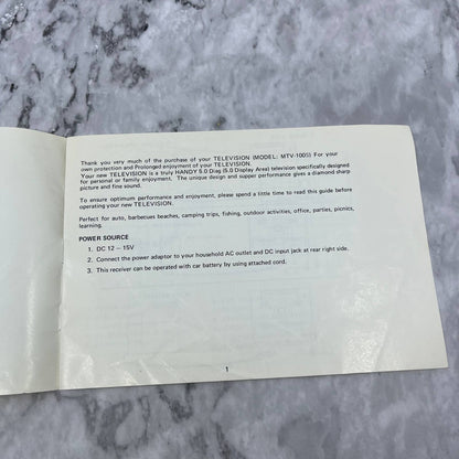 Original Currents 5" Cube TV Manual Model MTV-100s TJ4