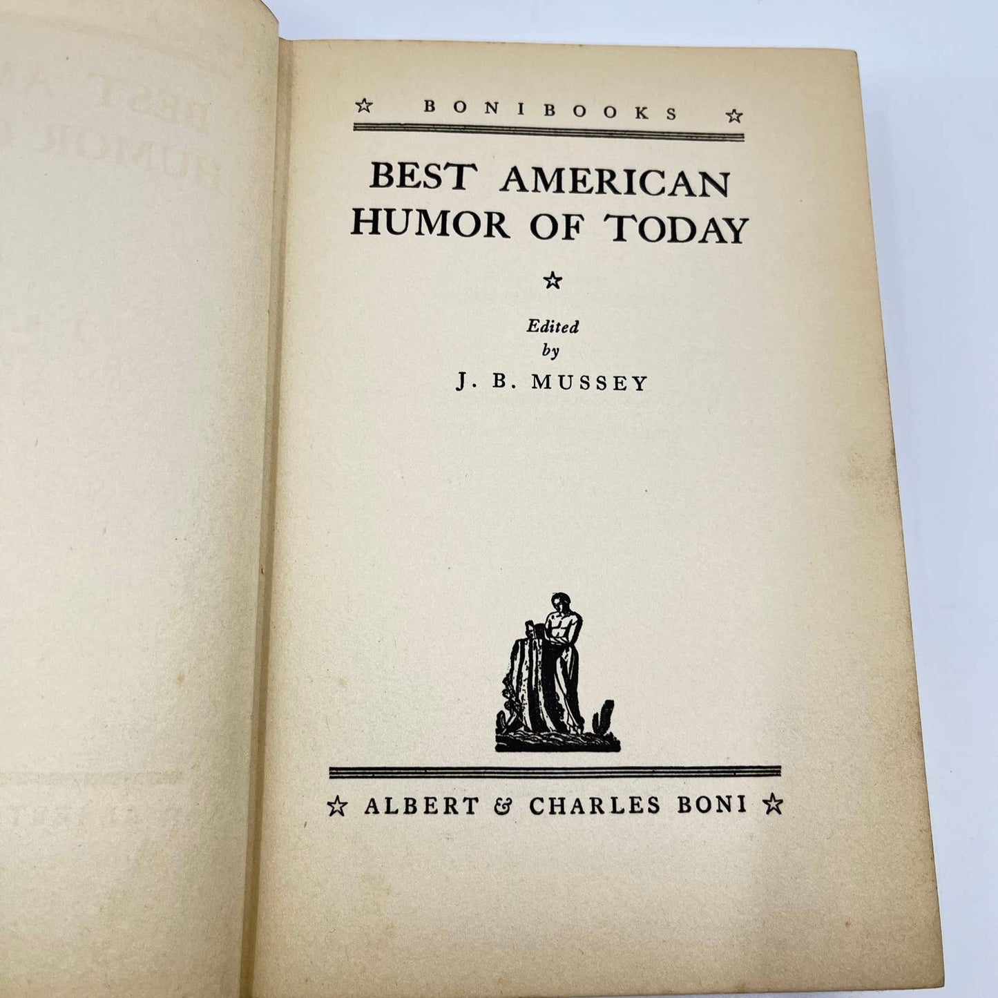 1935 Best American Humor of Today Bonibooks J.B. Mussey Dust Jacket TF4