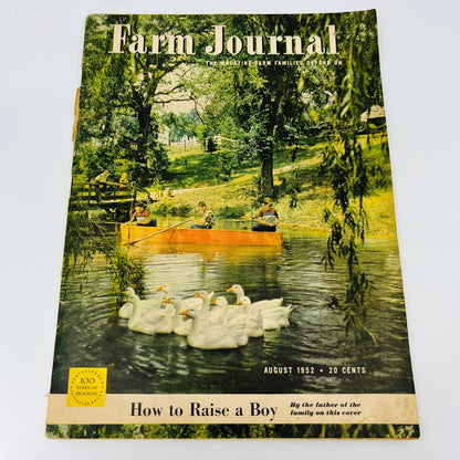 VTG Farm Journal Magazine August 1952 How to Raise a Boy Canoeing Swans BA2