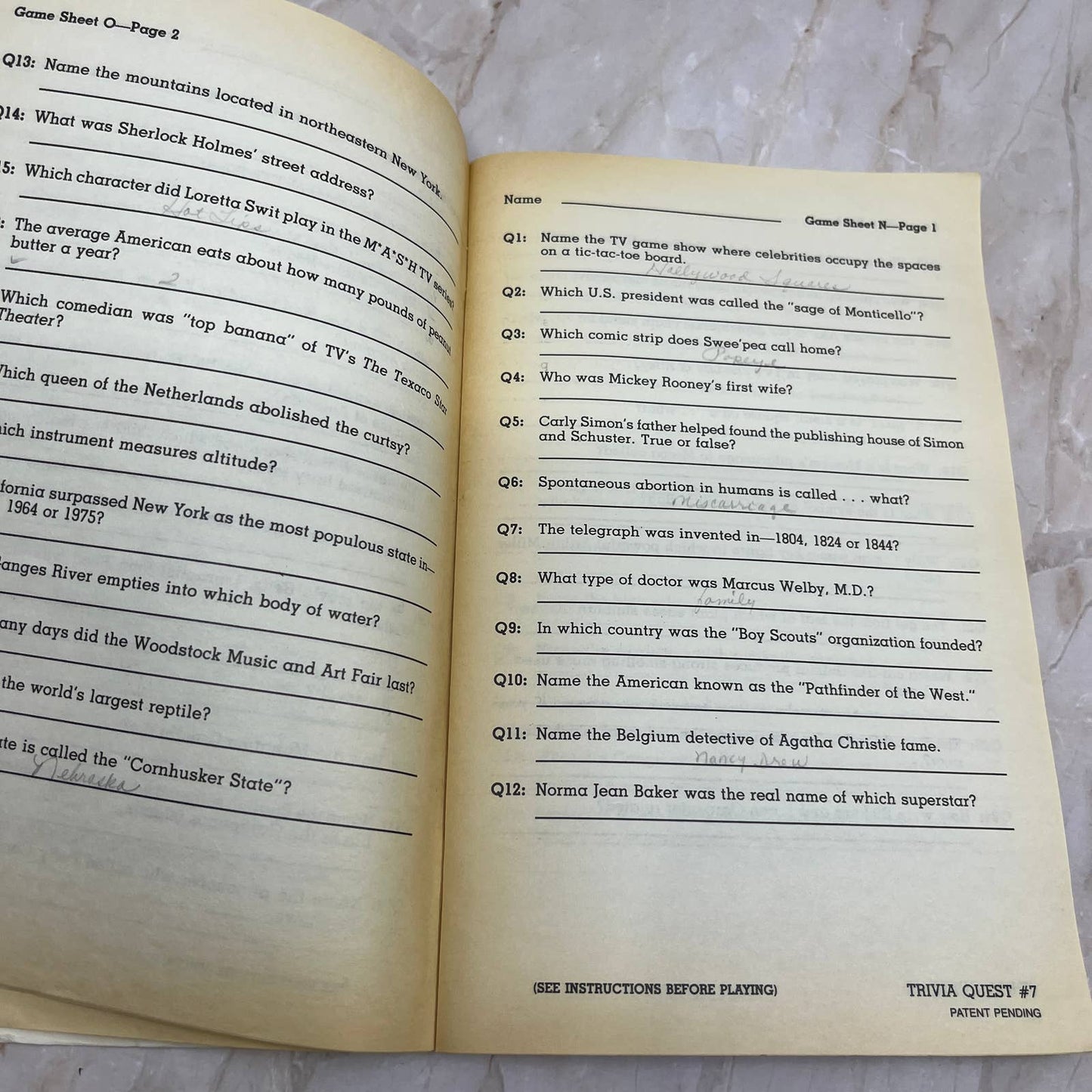 Trivia Quest 1984 Vtg Magazine Game Book #7 The Beatles Jaws James Bond TI7