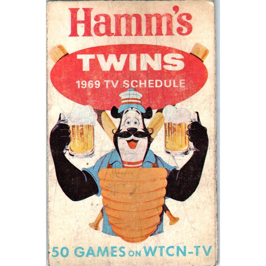 1969 Minnesota Twins Baseball Bear Hamms Pocket TV Schedule TK1-P3