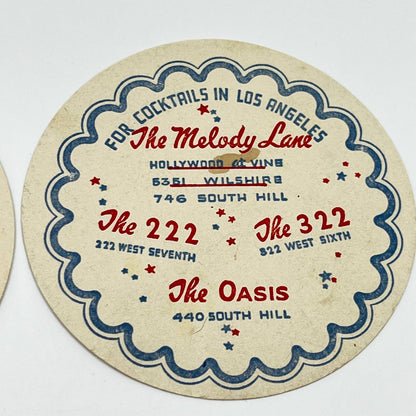 1940s Cocktail MELODY LANE Oasis 222 322 Coaster Set of 2 Los Angeles CA SC6