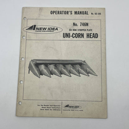 New Idea 746N Six Row Stripper Plate Uni-Corn Head Operator's Manual TB9