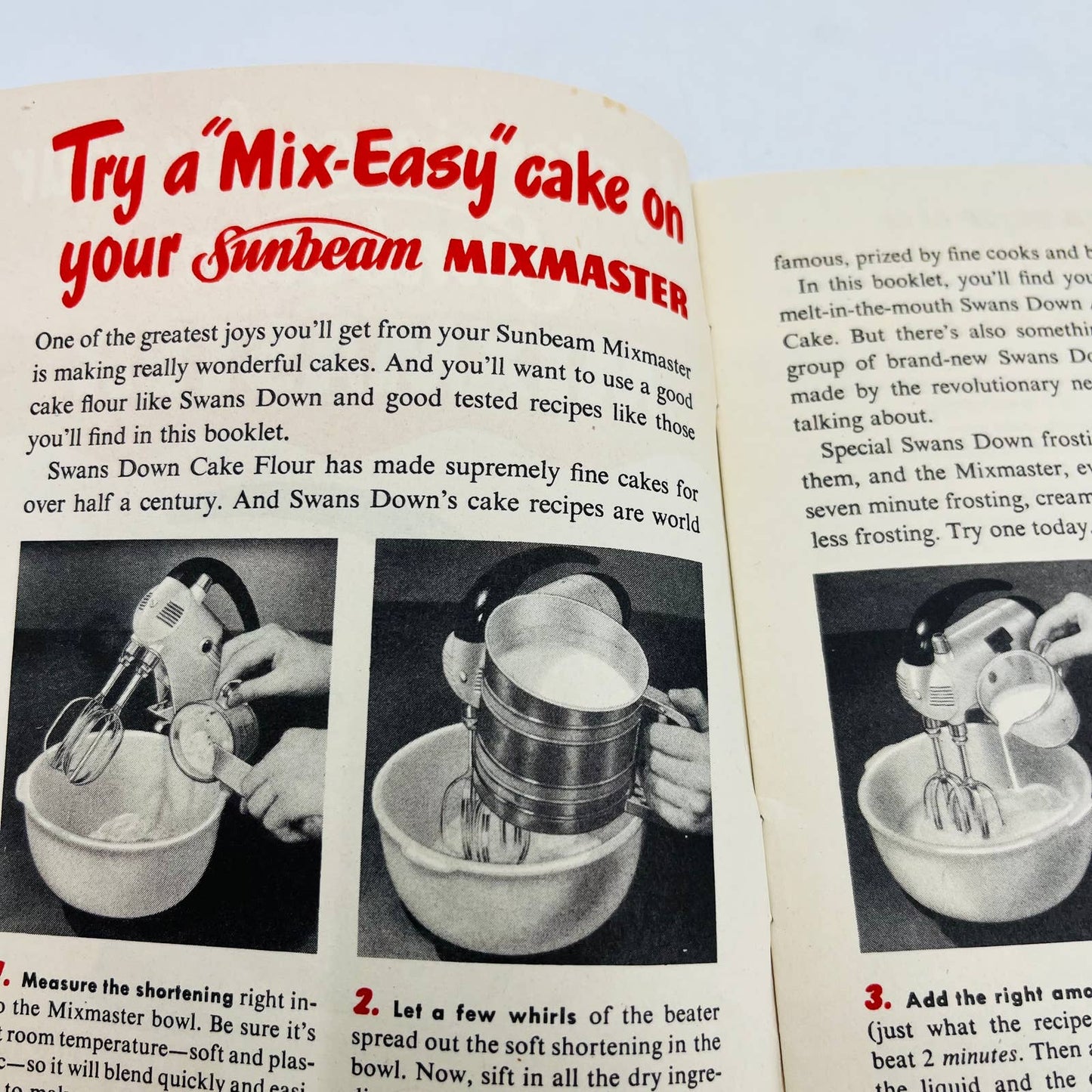 Vintage 1947 Masterpieces For Your Sunbeam Mixmaster Recipe Cook Book EA2