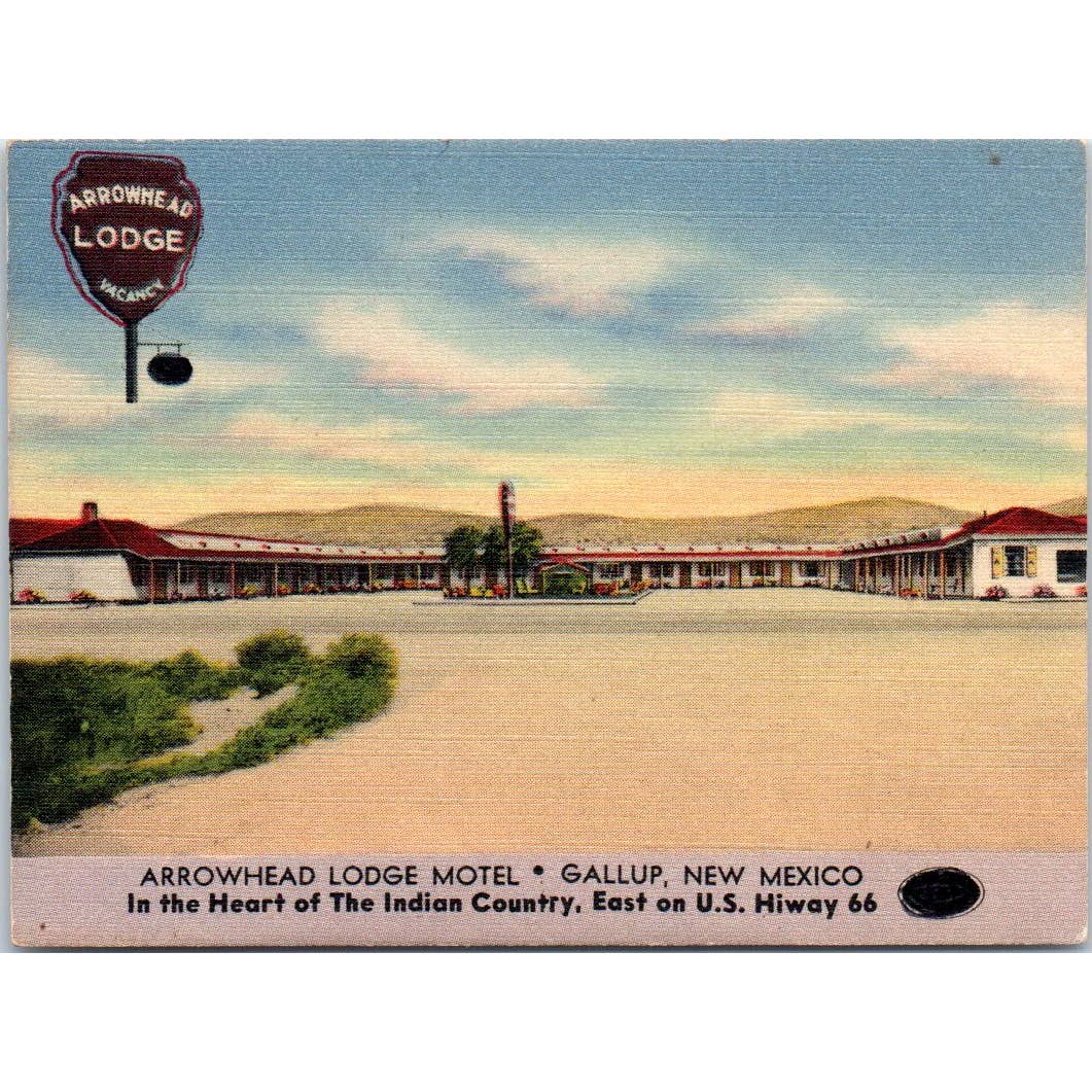 Vintage Advertising Card Arrowhead Lodge Motel Gallup, New Mexico SE5