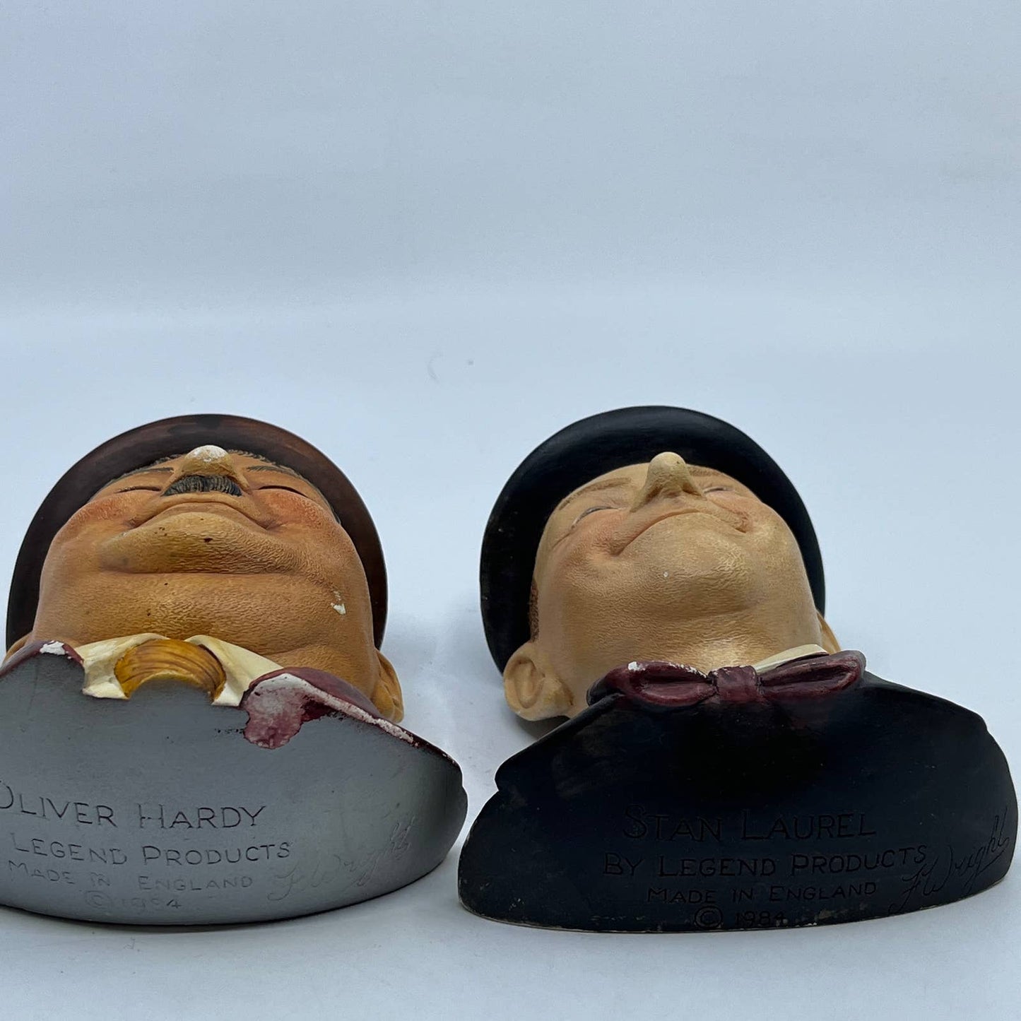 Bossons Laurel & Hardy Legend Products Chalkware Heads- 1984 TC8