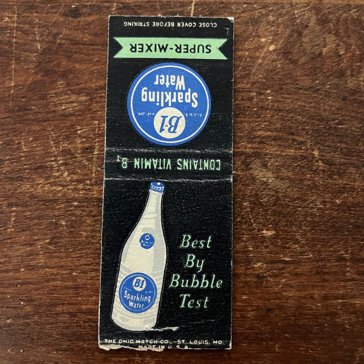 B-1 Sparkling Water Vitamin B1 Advertising Matchbook Cover MM11-7
