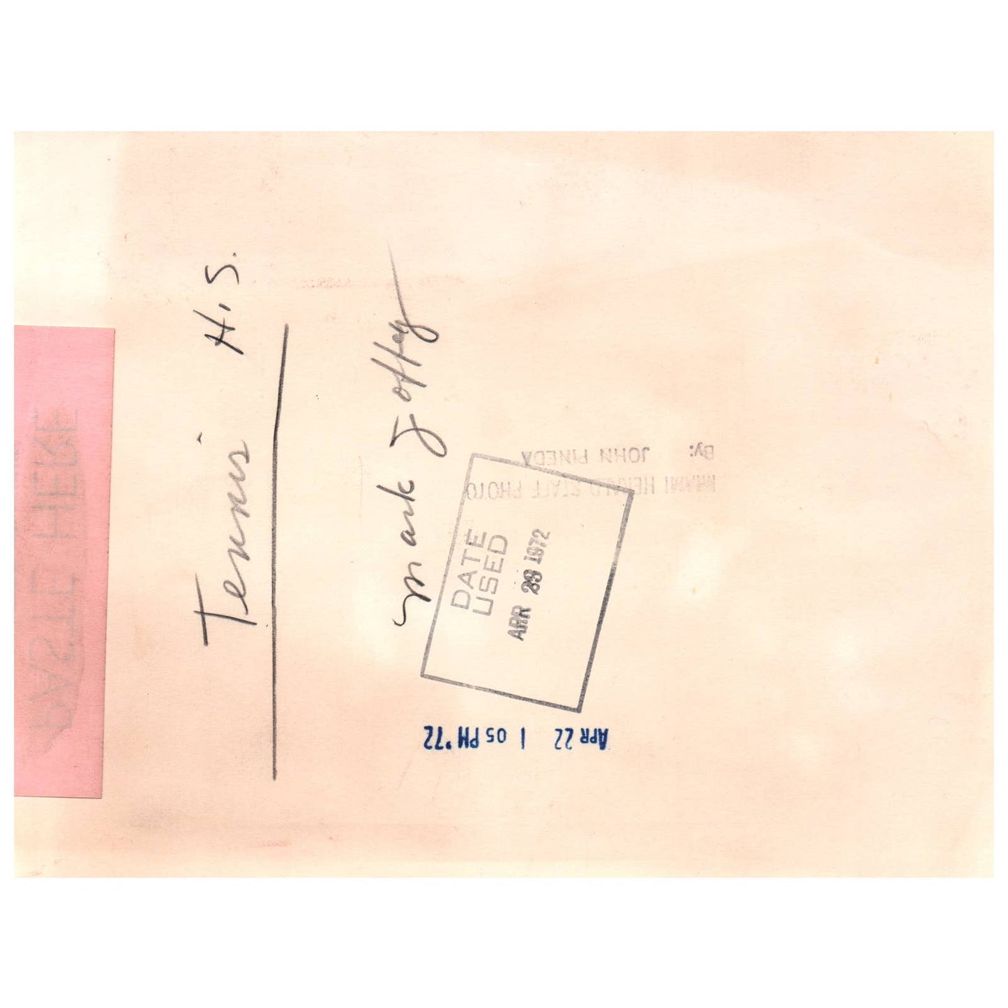 1972 Original Press Photo Men's Tennis Mark Joffey 6x8" AD2